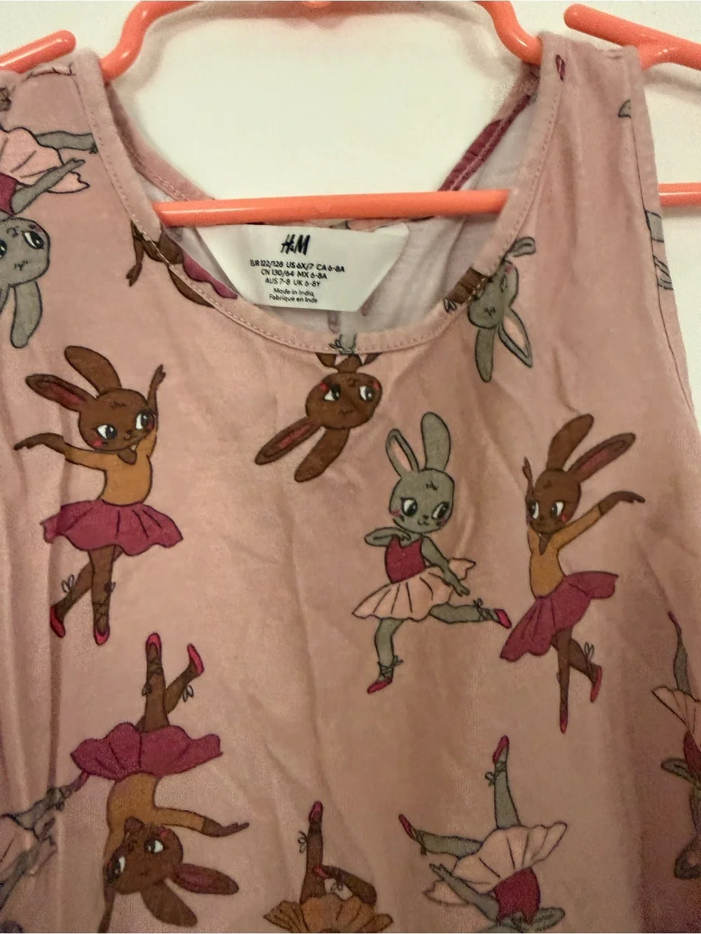 H&M Pink Bunny Print Sleeveless Dress for Kids